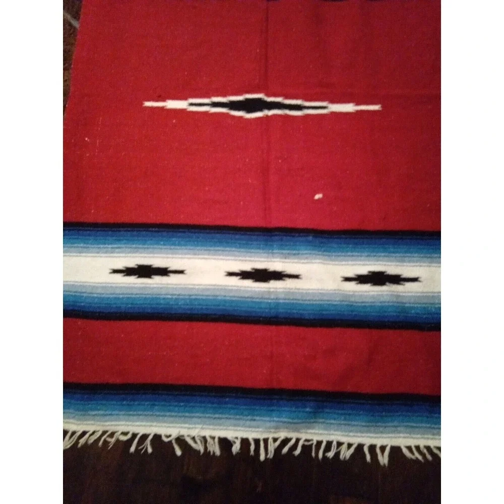 Mexican Blanket Serape Throw‎ Colorful Striped Fringed Accent Decor